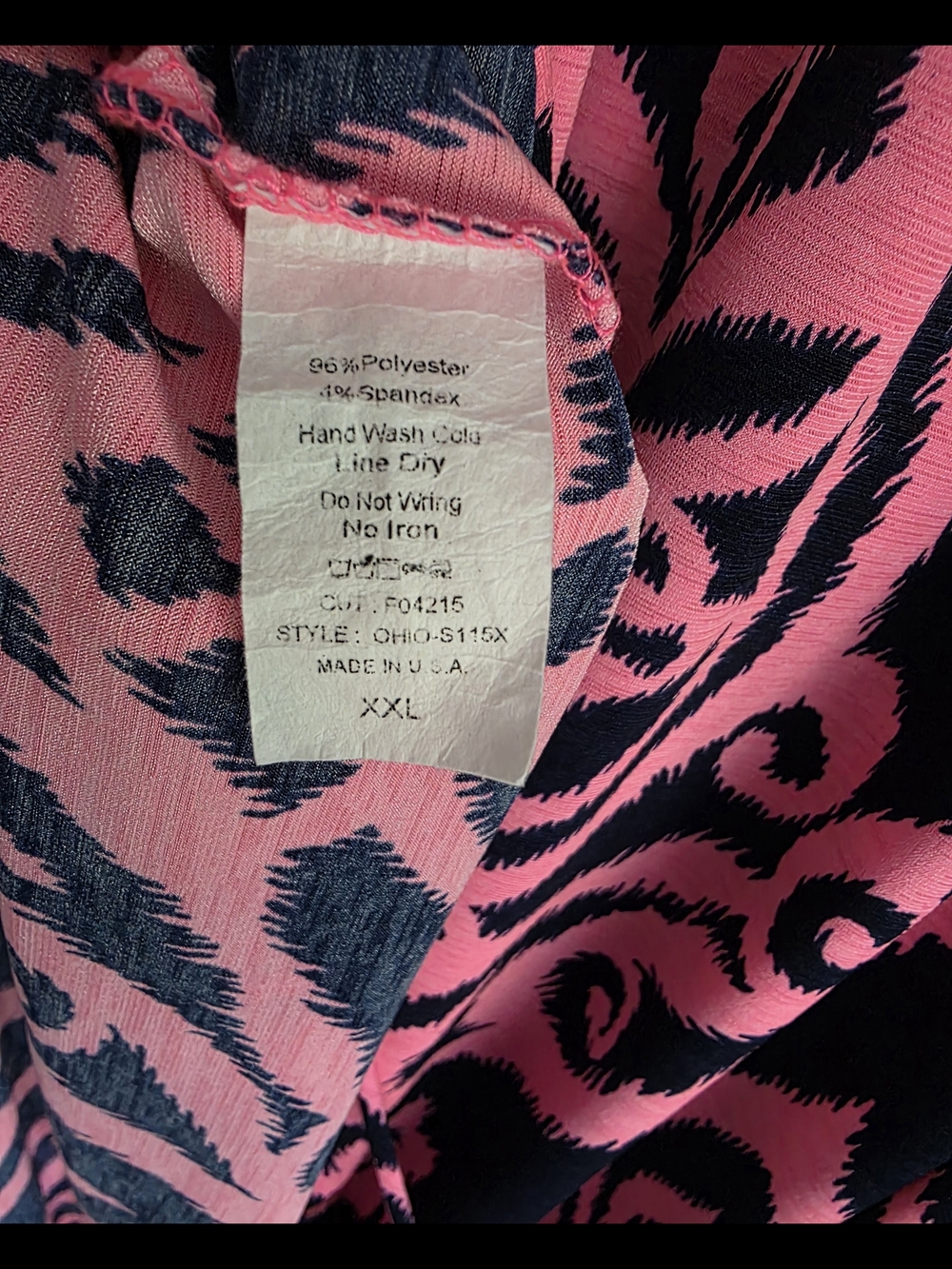 Long-Sleeve Bell Sleeve Dress in Neon Pink and Navy Xxl - Picture 5 of 5
